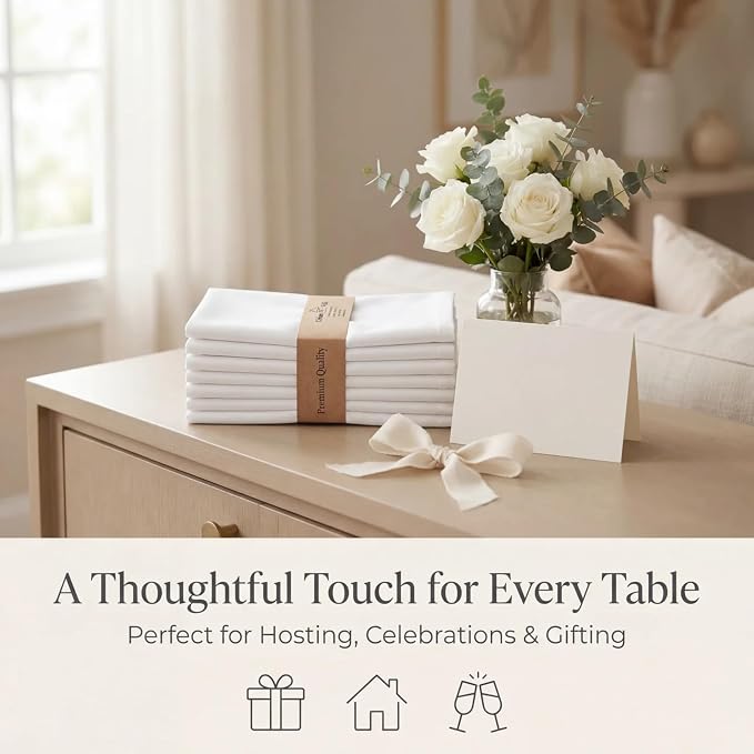 Urban Villa Cloth Napkins Cotton 20x20 (Set of 12) White - Image 9