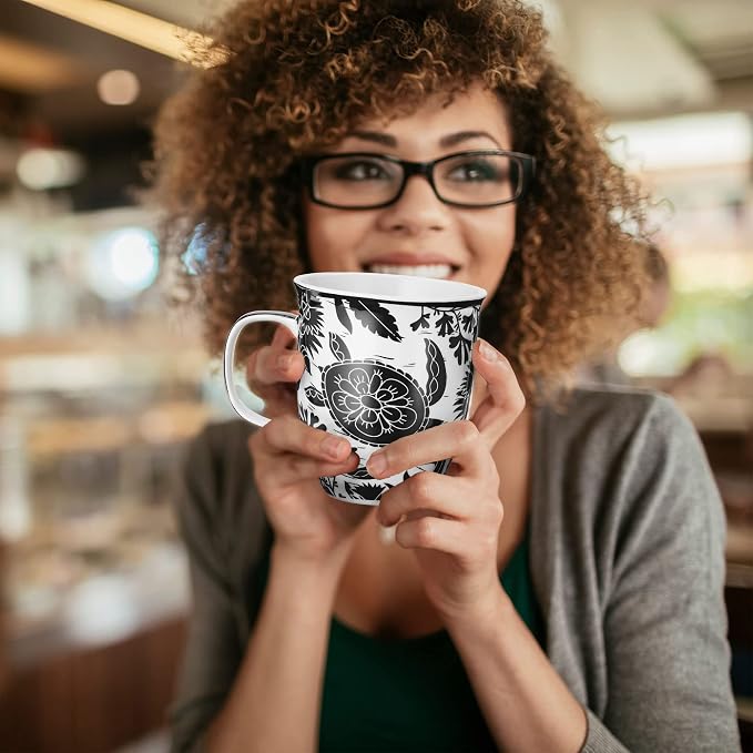 Karma Gifts 16 oz Black and White Boho Mug Sea Turtle - Cute Coffee and Tea Mug - Ceramic Coffee Mugs for Women and Men, 1 Count (Pack of 1) - Image 6