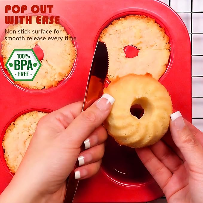 HKNMTT 2Pcs Mini Buntz Cake Pan 6-Cavity Non Stick Baking Molds 3 Shaped | Food-Grade & BPA Free Silicone, Oven Safe, for Baking Cakes, Jelly, Brownie - Image 3