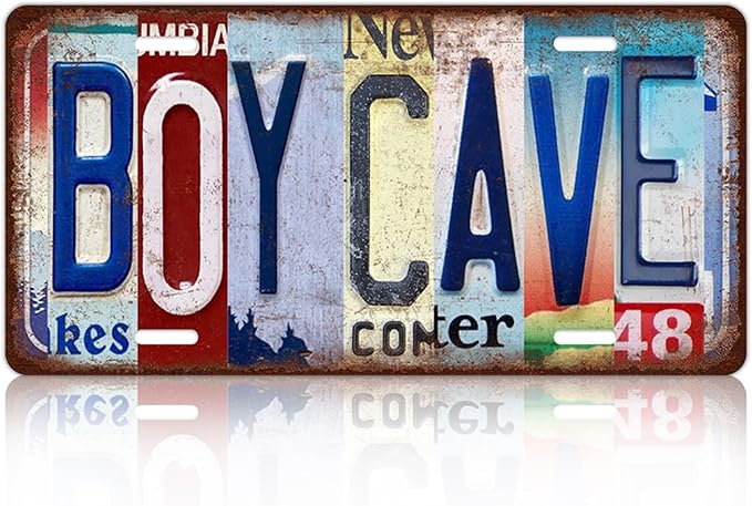 Vintage Boy Cave Metal Tin Sign License Plate Wall Decor 12 x 6 Inches by MTsigns