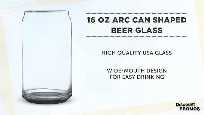 DISCOUNT PROMOS Beer Can Glasses Set of 10, 16 oz. Pint Sized, Soda Can Shape, Glassware, Black