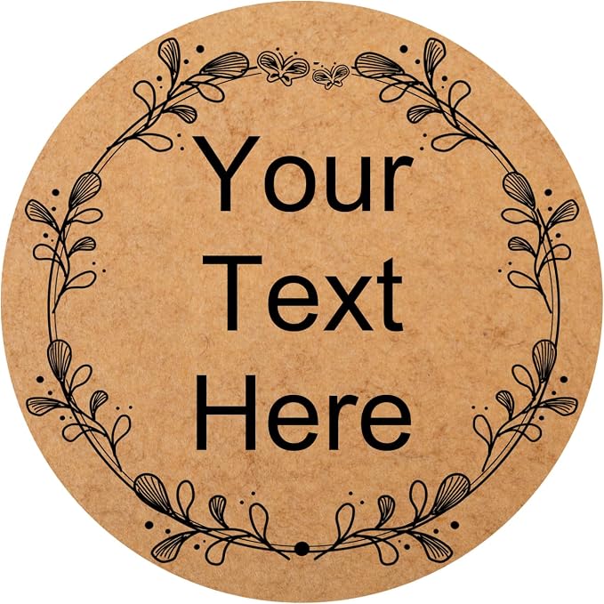 100-1000 Pcs Kraft Custom Sticker Labels Round Customized Labels Wreath Designs Personalized Stickers for Food Jars Gift Essential Oil Bottles Storage Bins(Kraft Paper 14) by Unknown