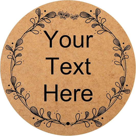 100-1000 Pcs Kraft Custom Sticker Labels Round Customized Labels Wreath Designs Personalized Stickers for Food Jars Gift Essential Oil Bottles Storage Bins(Kraft Paper 14) by Unknown