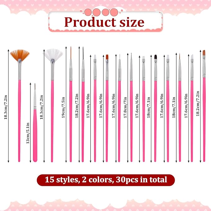 30 PCS Cake Decorating Brushes, Cookie Paint Brushes, Food Safe Paint Brush Set, Multi Function Fondant Cookie Icing Pastry Brush, DIY Painting Tool For Baking Craft, Pink and White