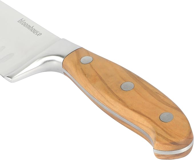 Bloomhouse Santoku Knife - 7-Inch German Stainless Steel Knive with Forged Italian Olive Wood Handle Two Time Oprah's Favorite Things Winner - Full Tang Kitchen Knife for Slicing Dicing & Mincing - Image 5