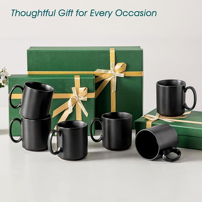 vancasso Porcelain Coffee Mugs Set of 6, 16 Oz Large Black Coffee Cups for Latte, Cappuccino, Tea & Hot Cocoa, Sleek Modern Café Style for Home, Office & Coffee Bar, Microwave & Dishwasher Safe - Image 8