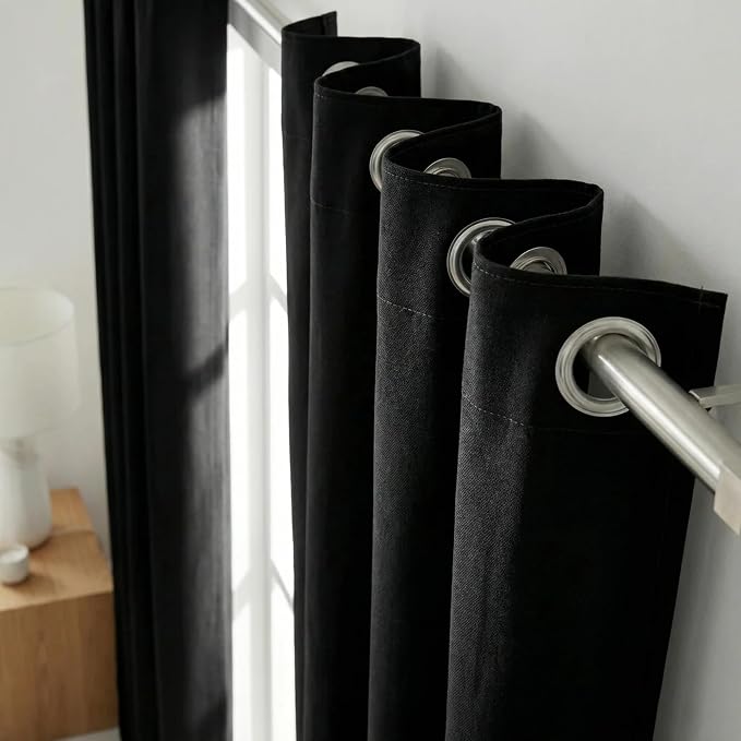 Urban Villa Cotton Grommet Curtains 50x96 (2 Panels) Black - Image 7