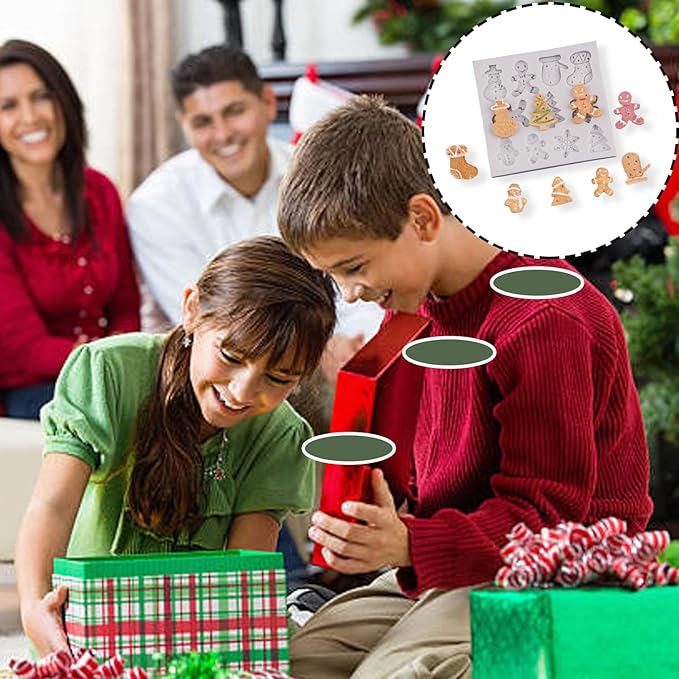 1 Pcs Christmas Silicone Molds Gingerbread Tree Glove Socks Star Chocolate Mold No-Stick Silicone Molds for Baking Jello Molds Cake Jello Cookie Soap Candy Making Supplies