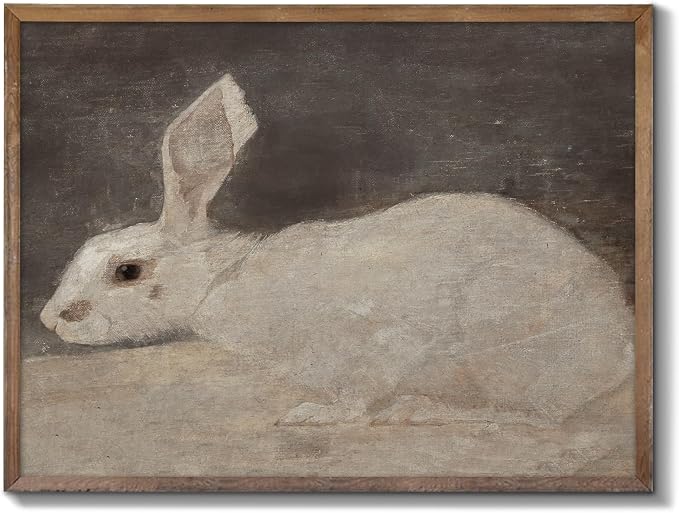 XOCUUI Vintage Rabbit Wall Art - Spring Easter Bunny Poster Decor - Modern Farmhouse Easter Egg Decoration for Bedroom Living Room - Rabbit Lover Gift - Rustic French Country Decor 8x10 - Unframed by XOCUUI