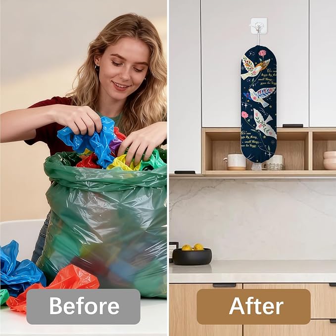 Bird Plastic Bag Holder, Wall Mount Organizer for Reusable Canvas Grocery Bags, Decorative Home Kitchen Pantry Decor Hanging Plastic Bag Dispenser, Christ Bird Shopping Bags Storage Dispenser - Image 6