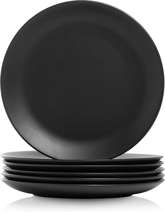 10 Strawberry Street Wazee Matte 10.5" Coupe Dinner Plate, Set of 6, Black by 10StrawberryStreet