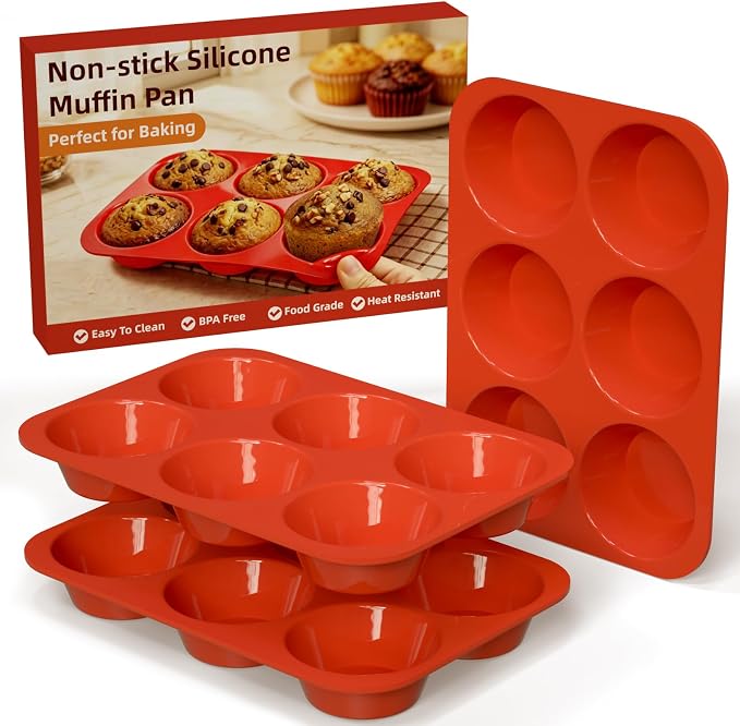 SINBEE Silicone Muffin Pans for Baking - 3 Pack Silicone Molds 6 Cups Nonstick Cupcake Pan for Baking BPA Free Cake Pop Mold Egg Muffins | BPA Free, Cake Pop Mold, Egg Muffins by SINBEE