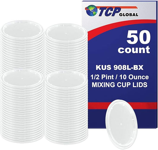 Custom Shop Paint Mixing Cup Lids Only (Box of 50) 1/2 Pint Size - Exclusively Fits Custom Shop/TCP Global Cups, 8 Ounce Size - Auto Paint Cup Lids for Acrylic Paints & Epoxy Resin Containers