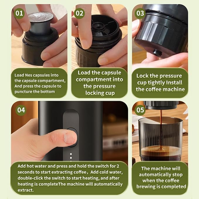 Sonew Portable Coffee Maker Cordless – 4-Minute Heat & Italian Pump Machine for Car Camping Travel, 7500mAh Battery, Compact 805g Design - Image 2