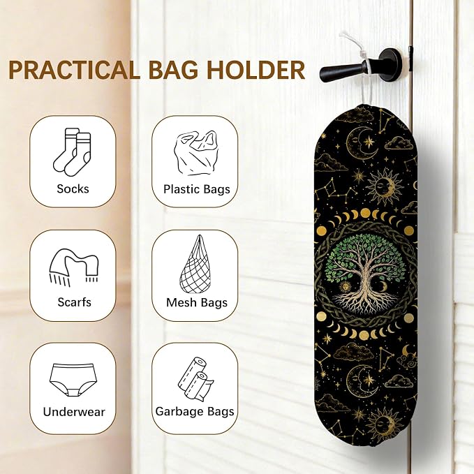 Plastic Bag Holder Dispenser, Tree Plastic Grocery Bag Organizer & Wall Mount Paper Trash Bag Saver Storage for Kitchen Home Pantry Decor, Tree Shopping Bags Storage Dispenser - Image 4