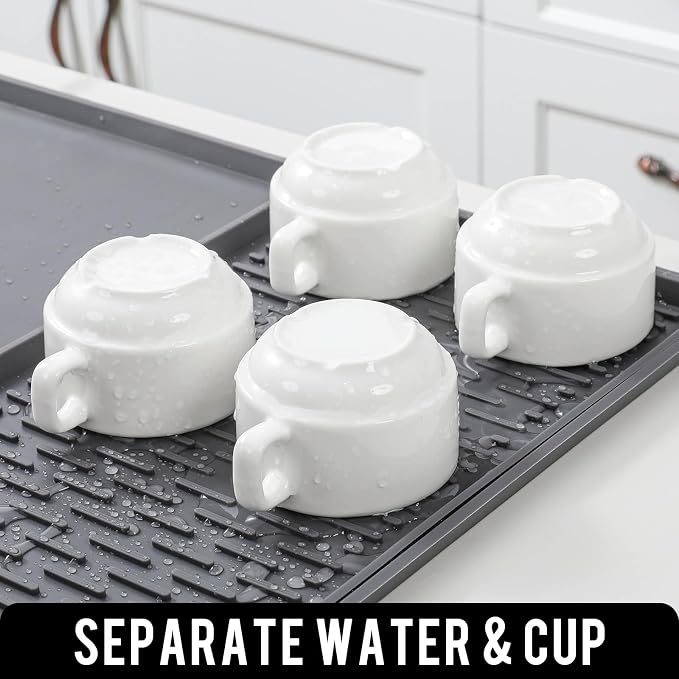 Caketime 2 In 1 Silicone Coffee Bar Mat Accessories Detachable Dish Drying Rug Rack Stone for Kitchen Counter Home Household Apartment Office Essentials Barista Espresso Machine Drainer Must Have - Image 4