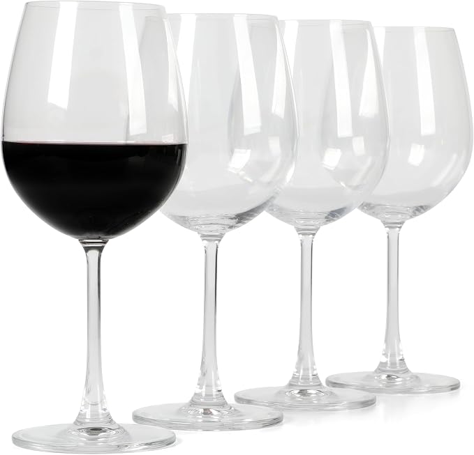 Martha Stewart Vivica 4-Pack Red Wine Glass Set, 20 oz – Elegant Stemmed Wine Glasses for Red Wine, Durable Clear Glassware for Dining, Entertaining, or Everyday Use by MarthaStewart