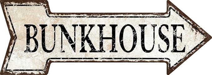 Mukuko Vintage Look Bunkhouse Sign 6" x 18" Arrow Tin Metal Sign | Farmhouse Wall Decor Art, Country Decorations, Rustic Retro Home, Cowboy Ranch Gift by Mukuko
