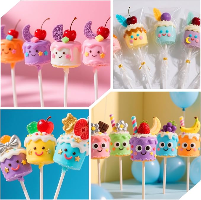 Silicone Cake Pop Molds with 100 Sticks & Parcel Bags, 8 Cavity Reusable Cakesicle Molds for Baking, Lollipops, Ice Cream, DIY Desserts, Cake Pop Maker Kit Easy Release & Dishwasher Safe
