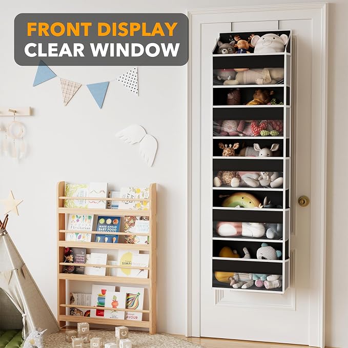 SpaceAid 1 Pack Over The Door Organizer with 5 Large Pockets and 10 Mesh Side Pockets, 5 Layers Door Organizer Hanging with Clear Window for Bedroom, Bathroom, Pantry and Nursery, Black - Image 5