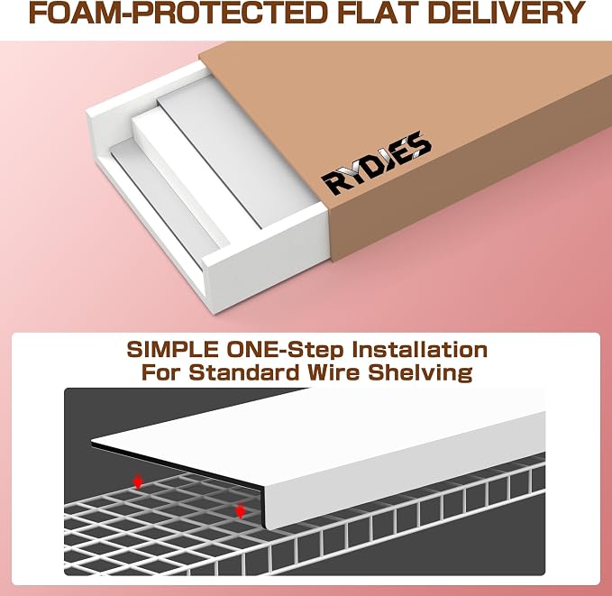 Wire Shelf Covers 24" W X 12" D,Wire Rack Covers for Pantry 2 Pack | White PVC Wire Rack Covers for Closet Shelves Liner, Laundry Room,Kitchen Organization,Waterproof,Tool-Free - Image 6
