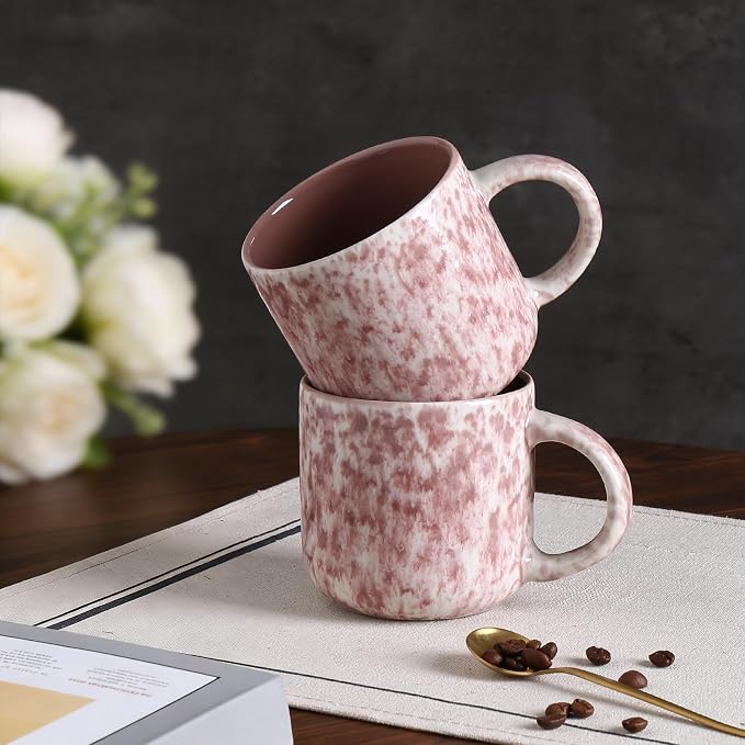 MONITO 12 OZ Coffee Mugs Set of 4, Ceramic Coffee Mugs,Modern Coffee Mugs Set with handle for Tea/Latte/Cappuccino/Milk/Cocoa. (Red, 4 Count（Pack of 1）) - Image 6
