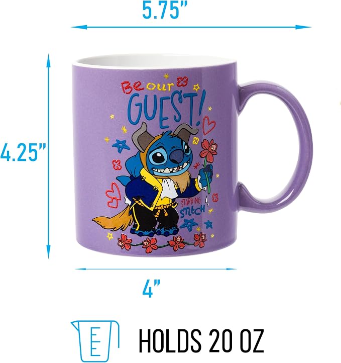 Silver Buffalo Disney Lilo and Stitch Beauty and the Beast Costume Be Our Guest Ceramic Mug, 20 Ounces - Image 2