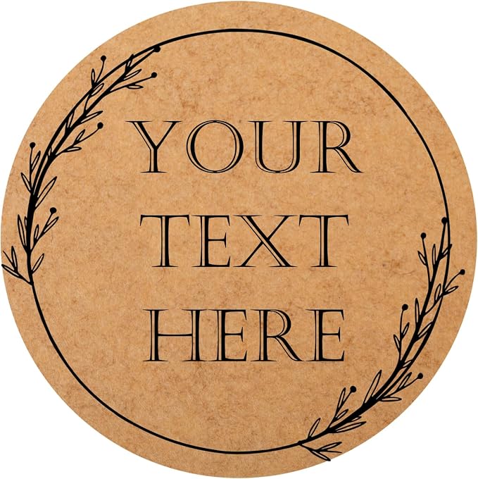 100-1000 Kraft Custom Sticker Labels Round Customized Labels Wreath Designs Personalized Stickers for Food Jars Gift Essential Oil Bottles Storage Bins(Kraft Paper 09) by Unknown