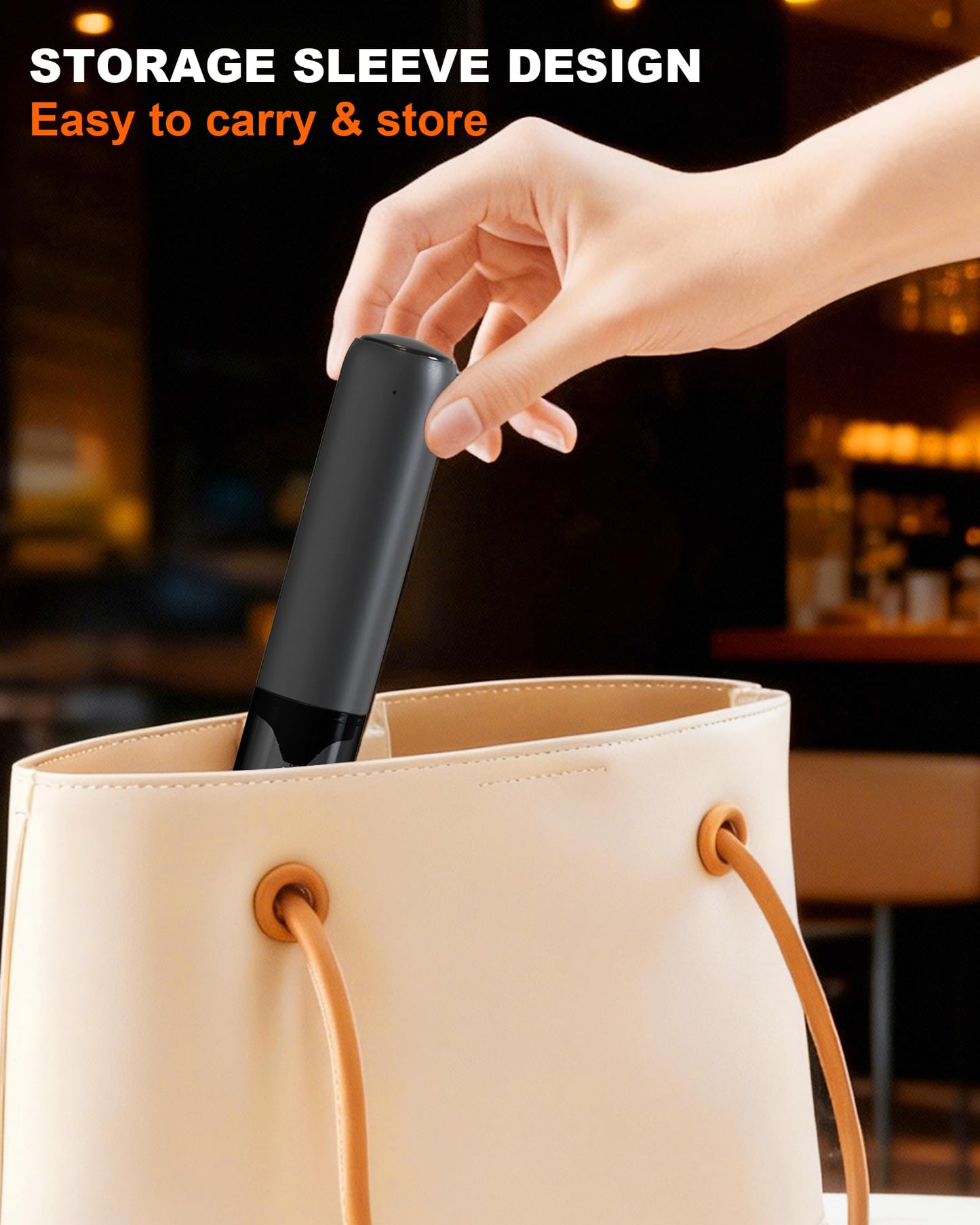Rechargeable 3-Speed Milk Frother Wand (Black)