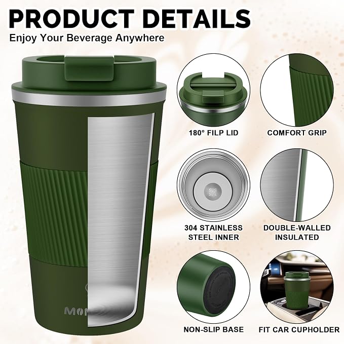 MOMSIV 17oz Travel Coffee Mug, Insulated Coffee Cup with Leakproof Lid | 6-Hour Heat Retention, 360°Leak proof, Vacuum Stainless Steel Double Walled, BPA-free, Reusable And To Go Coffee Mug - Image 5
