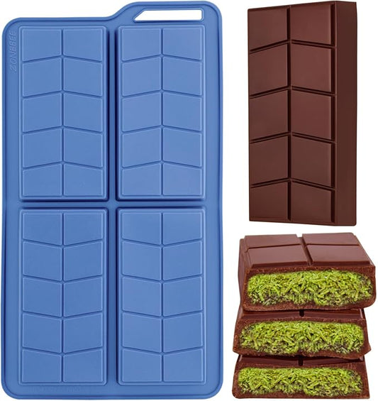 Dubai Chocolate Mold Silicone 0.82 Inch Deep,Chocolate Bar Molds Non-Stick Flexible Thick Homemade Chocolates Candies and Desserts 1pcs(Blue) by ZONBBEE