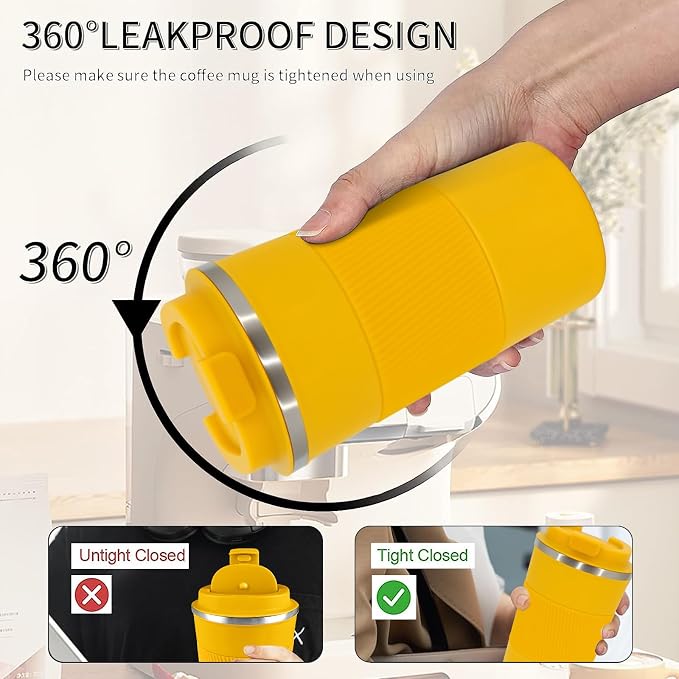 Insulated Travel Coffee Mug, Stainless Steel Coffee Cup with Leakproof Lid | Double-wall insulation keeps drinks hot or cold for hours, with a leakproof lid and portable stainless steel design - Image 3