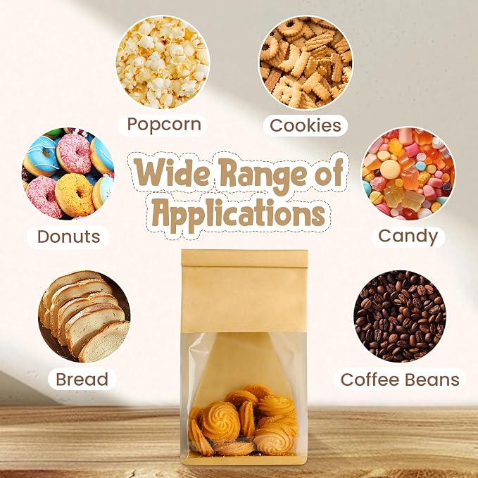 50 Pcs Bread Bags for Homemade Bread Sourdough, 10.2 * 6.3 * 5.1 Inches Bakery Bags with Window Reusable Tin Tie Baked Goods Packaging - Image 5