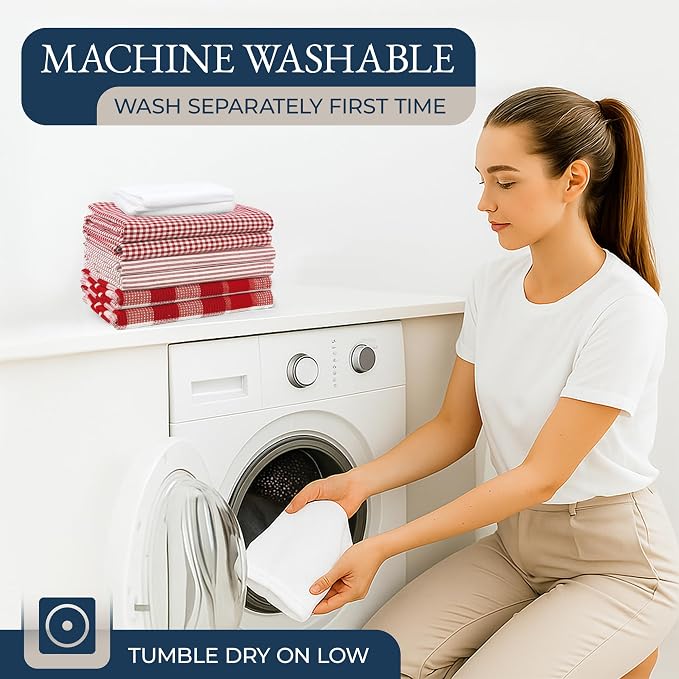 LANE LINEN Cotton Kitchen Towels and Dishcloths 20 Pack - Large Dish Towels Set for Holiday Hosting, Fast Drying Dish Rags, Flour Sack Towels, Versatile Scrubbers & Oven Mitts with Pot Holders - Red - Image 8