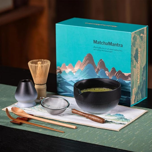 Premium Matcha Ceremony Set – Complete 9-Pcs Ritual Kit – Presented in Luxury Magnetic Gift Box, Perfect for Gifting or Self-Care (Black)