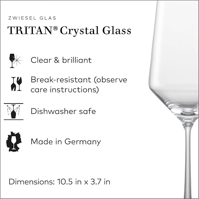 Zwiesel Glas Pure Bordeaux Red Wine Glass (Set of 2), Bordeaux Glasses for Red Wine, Dishwasher-Safe Tritan Crystal Glasses, Made in Germany (23 Ounce) - Image 2