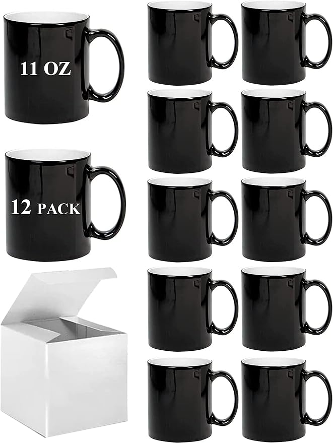 ABBSH Color Changing Coffee Mugs, Sublimation Mugs Magic Mugs Tazas Magicas Para Sublimacion Cups Heat Sensitive Coffee Mugs 11 OZ Set of 12 by ABBSH