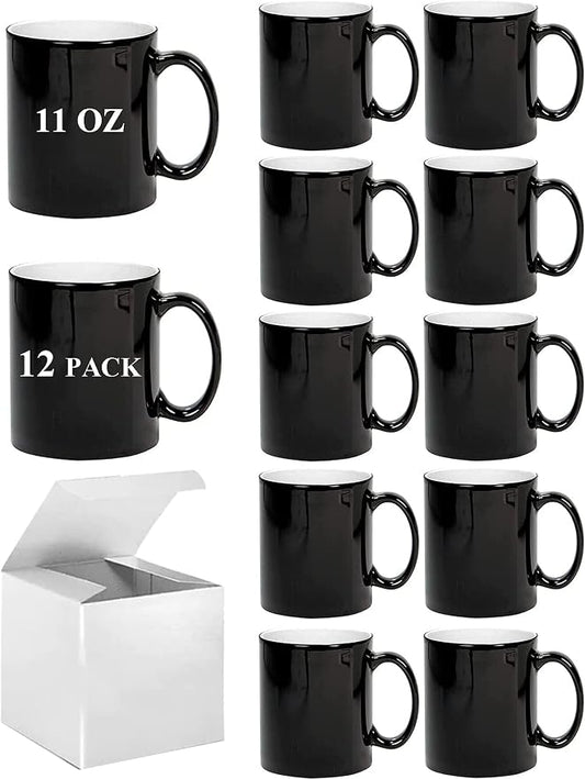 ABBSH Color Changing Coffee Mugs, Sublimation Mugs Magic Mugs Tazas Magicas Para Sublimacion Cups Heat Sensitive Coffee Mugs 11 OZ Set of 12 by ABBSH