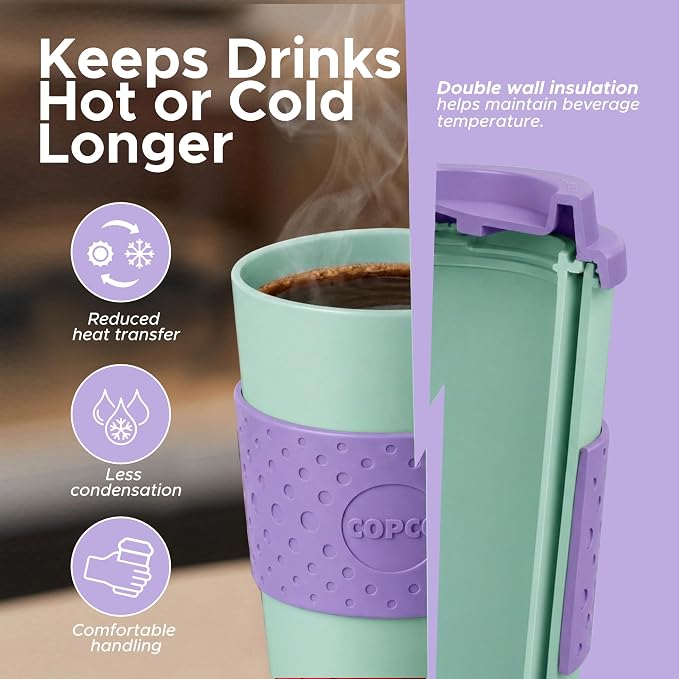 Copco Acadia Travel Mug, 16 Oz - Purple & Teal, Set of 2 - Image 3