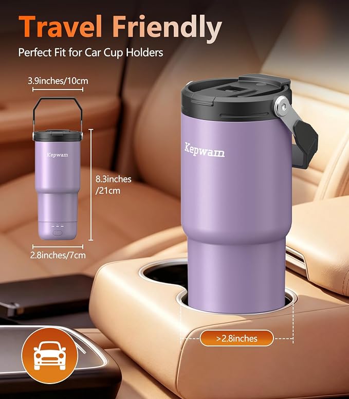 Kepwam Heated Coffee Mug Rechargeable T3, 20oz Self-Heating Travel Mug for Coffee with 1℉ Precise Temperature Control & App, Portable Cup Warmer for Outdoor & Car (Fits Cup Holders) - Image 7