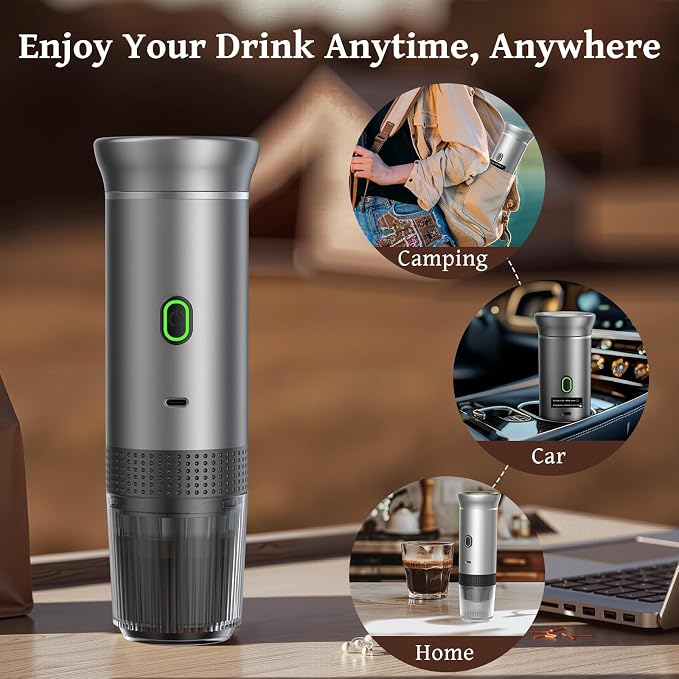 USB-C Self-Heating Portable Espresso Maker for Ground Coffee & Capsules | Compact travel coffee cup, ideal for car, RV, hiking, camping and office outdoor coffee brewing - Image 7