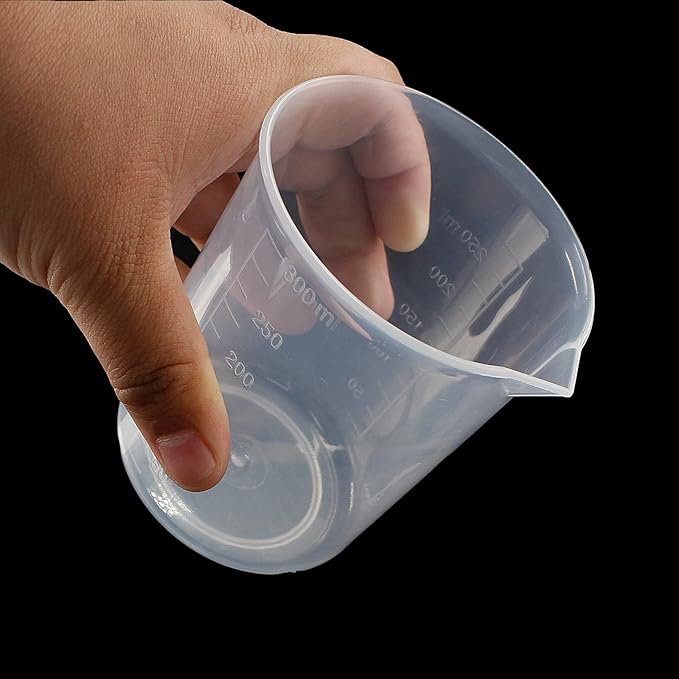 Waziaqoc 250ml-300ml Plastic Graduated Beaker (3 Pack), Transparent PP Measuring Cup Mixing Cup for Kitchen Lab