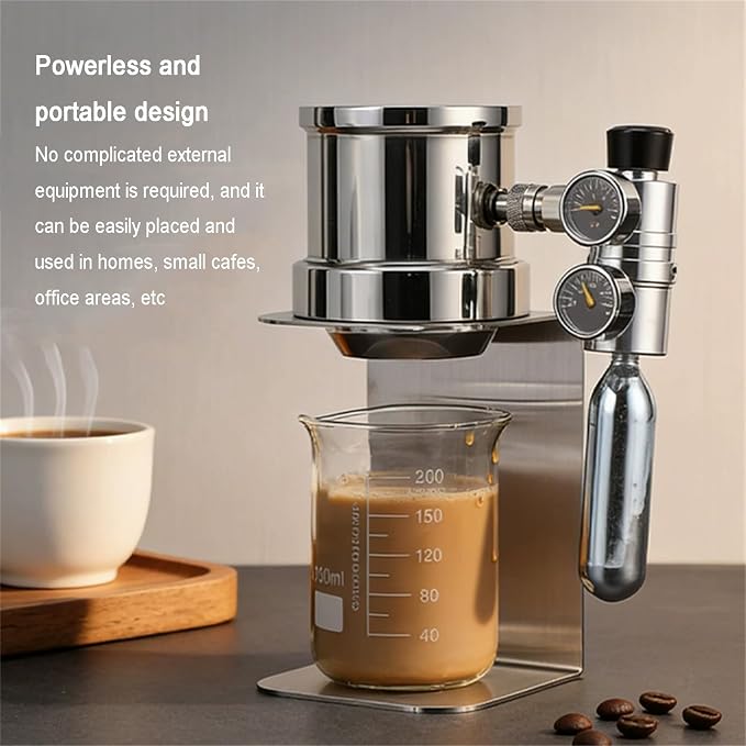 Pneumatic Espresso Machine, Portable Pressure Coffee Maker | Stainless Steel Structure, Home & Cafe & Travel Use, Pneumatic Brewing System, Pressure Valve Design - Image 2