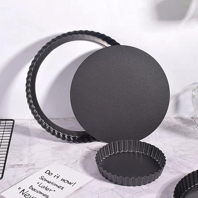 Tart Pan Quiche Pan, Nonstick Deep Dish, Carbon Steel with Removable Bottom | Heavy Duty Pie Plate Baking Dish for Cakes Quiches, Easy Release ([Thickened] 10-inch live bottom pie plate) - Image 9