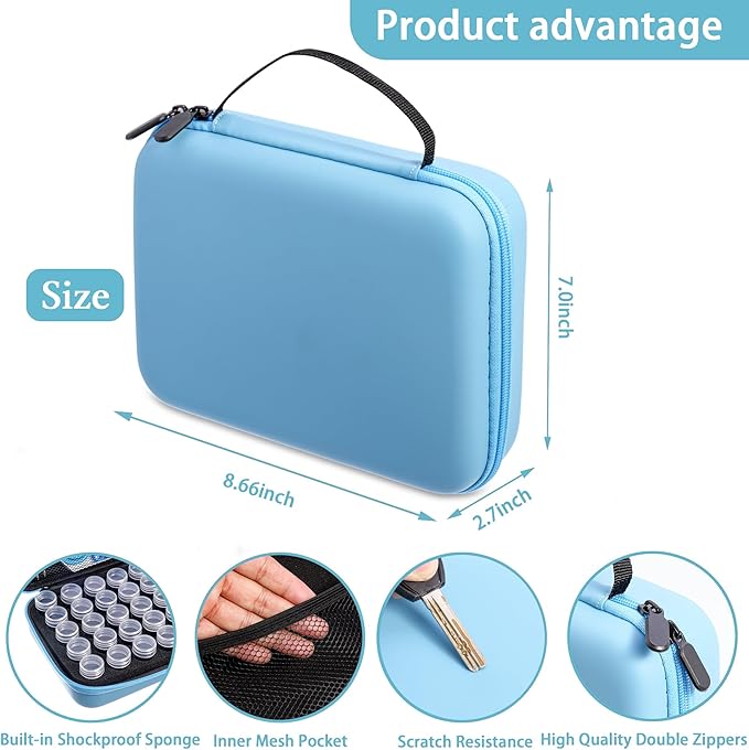 LYMUSUMI Diamond Art Storage 30 SlotsContainers for Adults Portable Bead Storage Boxes for Diamond Painting Accessories and Tools Blue