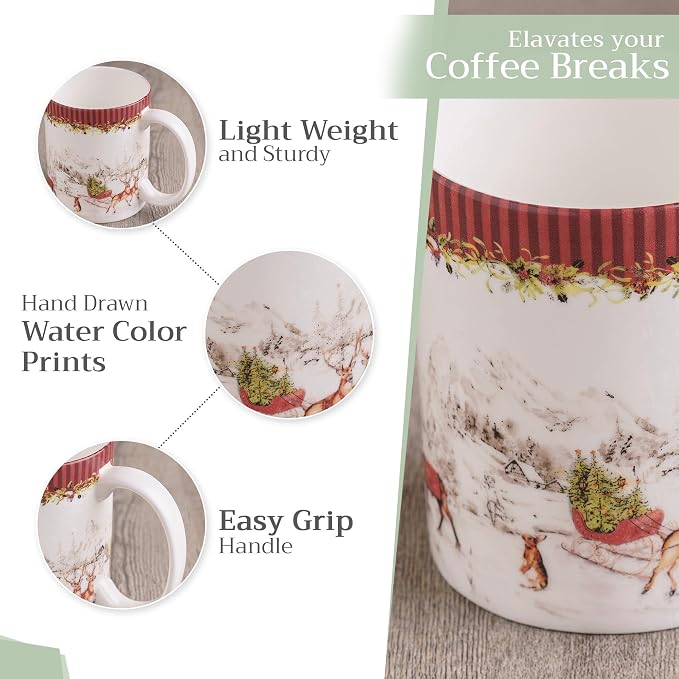 Maison d' Hermine Coffee Mug with Handles Tea Cups (15 Ounce, Pack of 1) | Fine Bone China Coffee Mugs for Hot Beverages Cappuccino Latte Home Hotel Spring Summer -Christmas Tradition - Landscape - Image 5