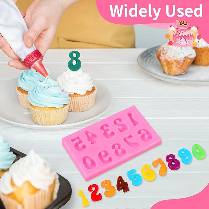 Silicone Fondant Mold Chocolate Molds, 0-9 Number and 26 Letters Silicone Molds for Cake/Cupcake Topper Cookies Desserts Decoration(4 pack)