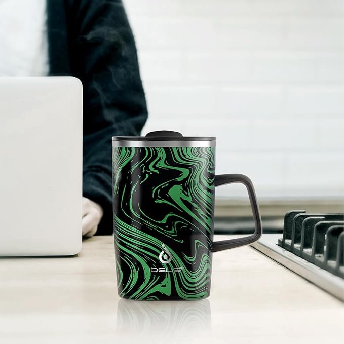Ideus 16 oz Insulated Stainless Steel Coffee Mug with Lid, Green Zebra | Perfect for home, office, or daily use| Easy to clean wide mouth| Sweat-proof| On the go - Image 7