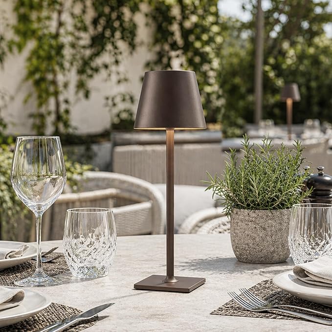 Yogaret Cordless Table lamp Brown 2pack for Restaurant Home Dinner Dining Kitchen Outdoor Patio,Waterproof & Portable - Image 2