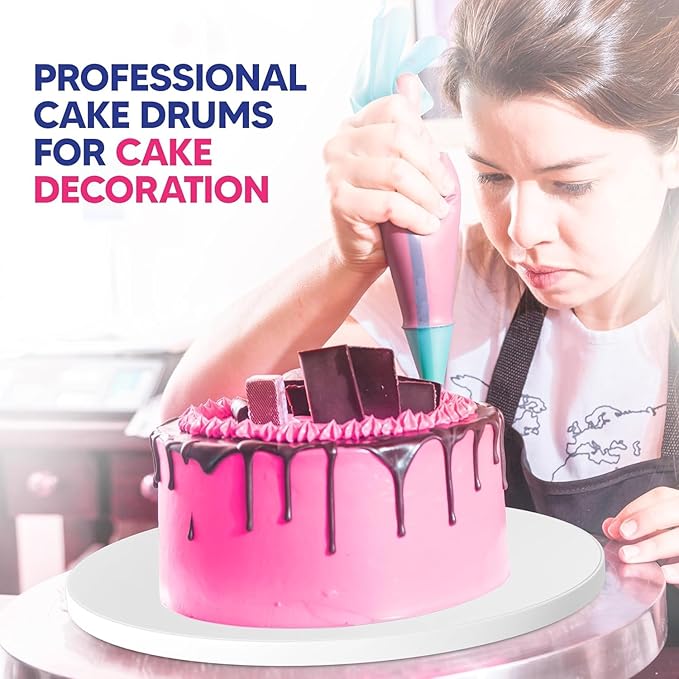 RICCLE Cake Boards - 6 Inch Cake Drums - Smooth-Edged Pack of 12 Cake Drum - Sturdy Cake Boards 6 Inch Round - Bend Resistant Multi-Layered Cake Base for Minimalist Displays